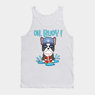 Funny French Bulldog swimming with a Buoy - Pun Intended Tank Top